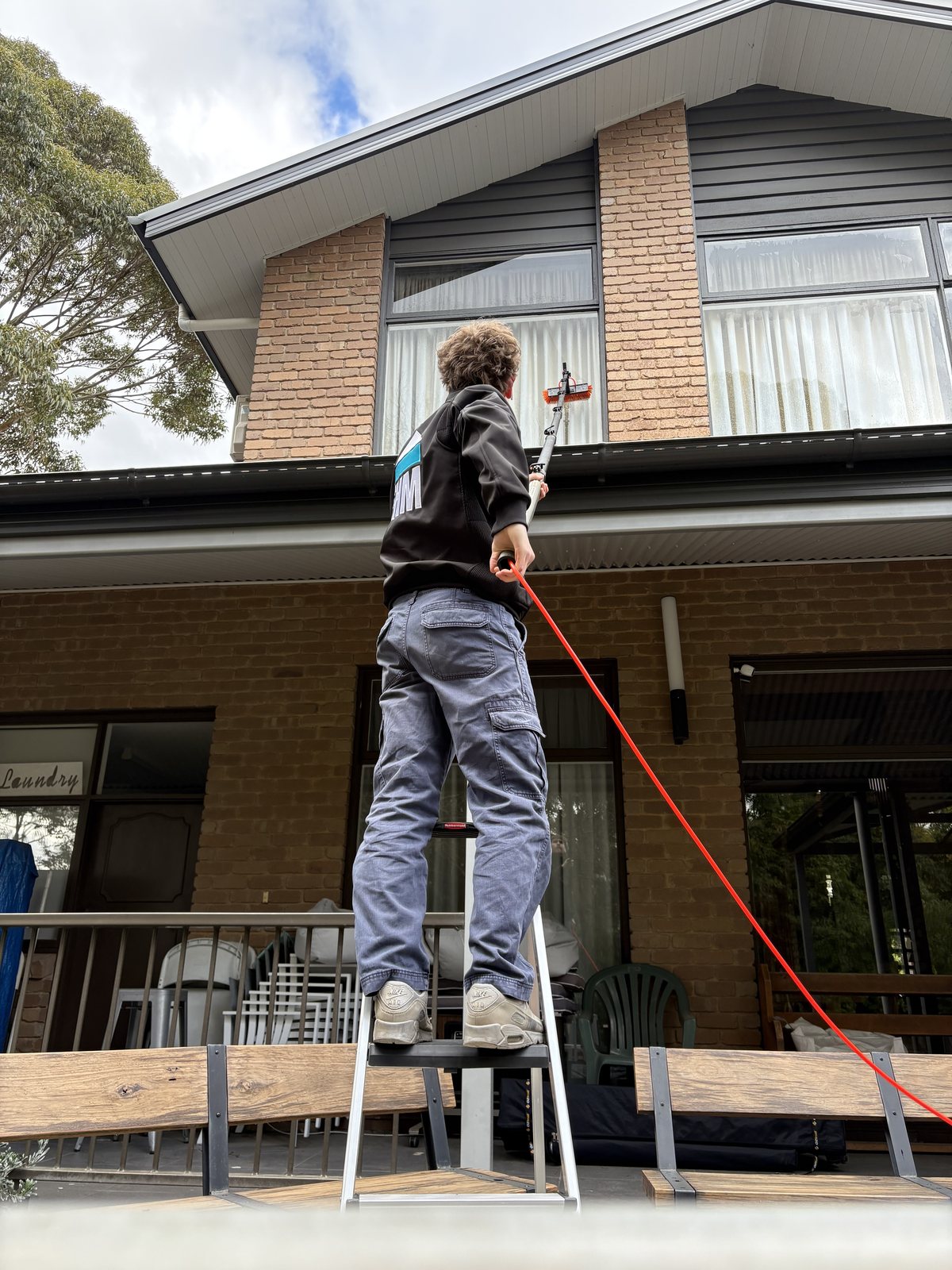 Window cleaning close up