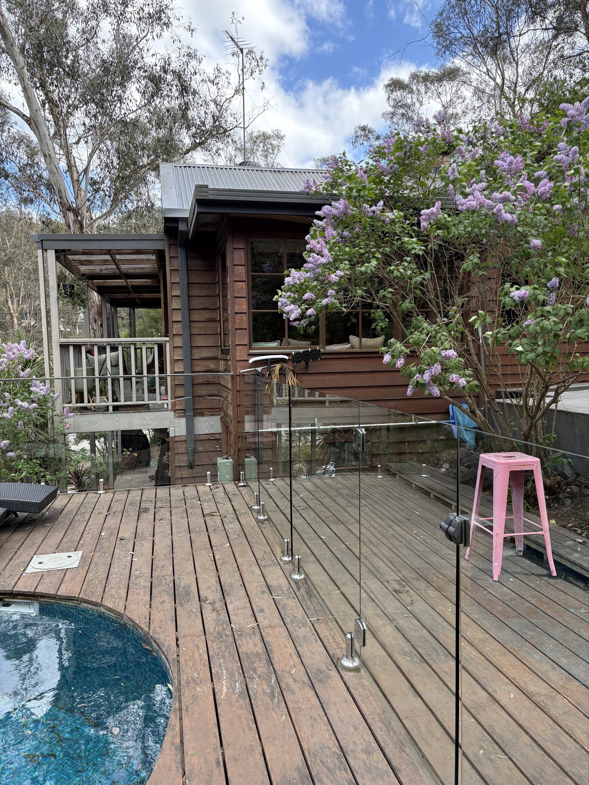 Glass pool fencing and deck — residential