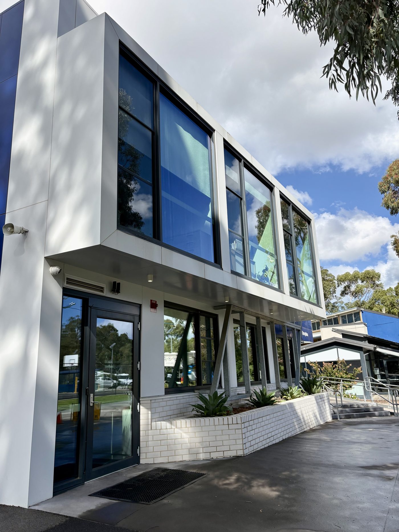 Commercial window cleaning in action