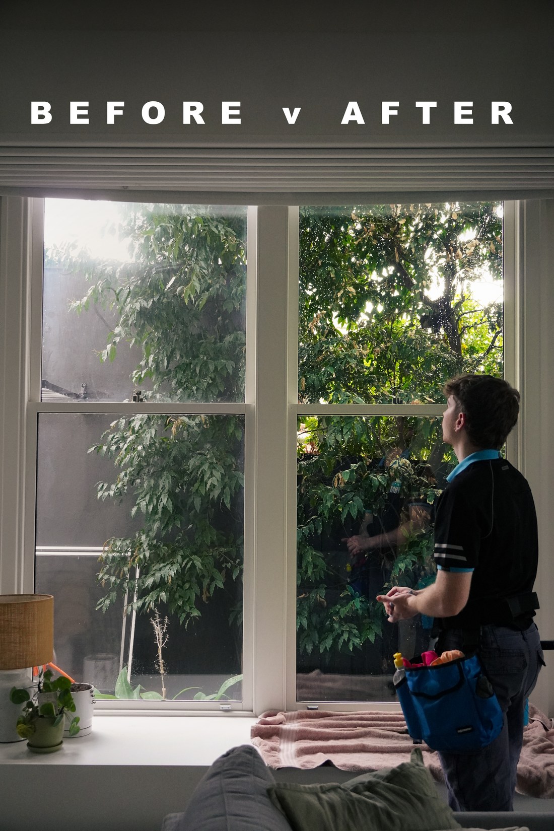 Before and after window cleaning comparison